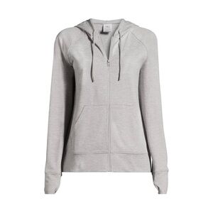 ATHLETIC WORKS Womens Zipped Front Hoodie Size Small 4-6 Front Pockets Gray New
